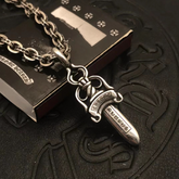 CHH Chrome heart Cross Necklace Men's and Women's Medium Double Sided Sword Pendant Vintage Style