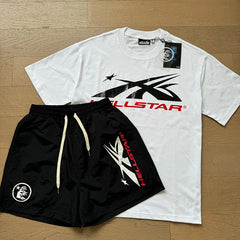 Hellstar T-Shirt And Shorts Two-Piece Set High-quality pure cotton high-street clothing