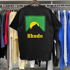 Rhude T Shirts Sunset Classic Print Cotton Casual Short Sleeve Men and Women