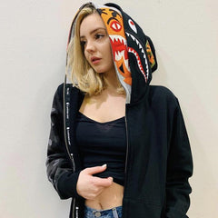 Bathing Ape Bape Hoodie Tiger Head Shark Double Hood Sweater Camouflage Hoodie Youth Hooded Sweater Casual Coat