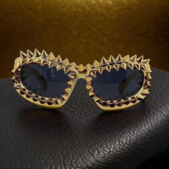 Trendy punk glasses special-shaped spikes and rivets