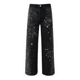 Mens trendy purple jeans 100% cotton Rhinestones #9125
