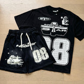 Hellstar T-Shirt And Shorts Two-Piece Set High-quality pure cotton high-street clothing