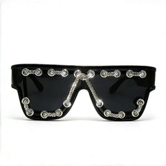 Trendy punk glasses sparkling diamond retro