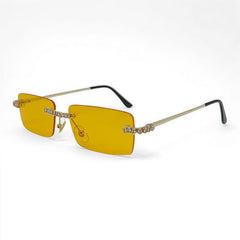 Trendy punk glasses rimless rectangular diamond