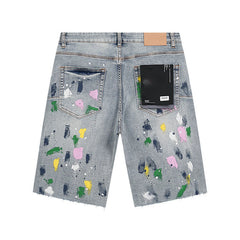 Mens trendy purple jeans 100% cotton Denim Shorts #PU510