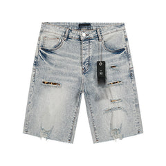 Mens trendy purple jeans 100% cotton Denim Shorts #PU507