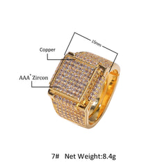 Rings Zircon Ring Square Bling Rap Spectrum
