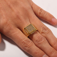 Rings Zircon Ring Square Bling Rap Spectrum