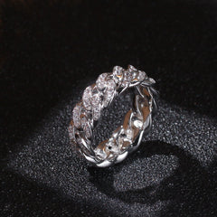 Rings Rap Cuban Chain Ring 8mm Full Zircon Ring St. Valentine's Spectrum