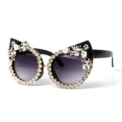 Trendy punk glasses diamond-encrusted uv protection