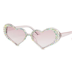 Trendy punk glasses heart diamond uv protection sunglasses