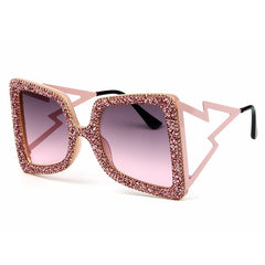 Trendy punk glasses diamond square frame uv protection