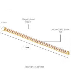 Bracelet hiphop double row bracelet copper set AAA zircon tennis bracelet St. Valentine's Spectrum