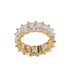 Rings 925 Silver Zircon Zirconium Square Gold Plated Hip Hop Ring Royalty Spectrum