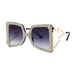 Trendy punk glasses diamond square frame uv protection