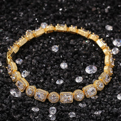 Bracelet Hip Hop Bracelet Square Round Copper with Zircon St. Valentine's Spectrum