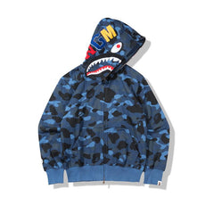 Bathing Ape Bape Hoodie Autumn and Winter Shark Mouth Men and Women Casual Camouflage Thin Sweater Baggy Coat