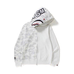 Bathing Ape Bape Hoodie Camouflage Stitching Sweatshirt Luminous Hooded Zipper Fleece Jacket