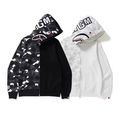 Bathing Ape Bape Hoodie Camouflage Stitching Sweatshirt Luminous Hooded Zipper Fleece Jacket