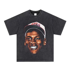 BIG FACE T shirts Pure Cotton High-Street Fashion