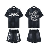 Hellstar T-Shirt And Shorts Two-Piece Set High-quality pure cotton high-street clothing