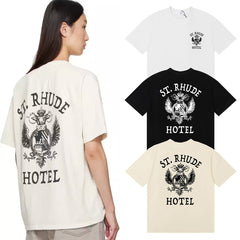 Rhude T Shirts Totem Simple Printing Cotton Casual Short Sleeve Men and Women