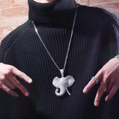 Jewelry European Zircon Three-dimensional Animal Elephant Pendant Necklace Animal Spectrum