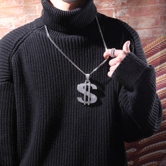 Jewelry Dollar Pendant Necklace Copper Set Zircon Royalty