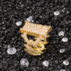 Rings Gold Plated Square Zirconium Personality Hip Hop Ring St. Valentine's