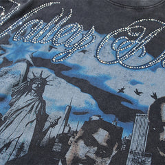 Valeforever Vale T Shirts Vintage-style washed finish with hot-fix rhinestones