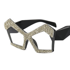 Trendy punk glasses anti blue light polygon