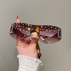 Trendy punk glasses retro diamond