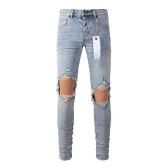 Mens trendy purple jeans 100% cotton Pure Cotton High Street Trend