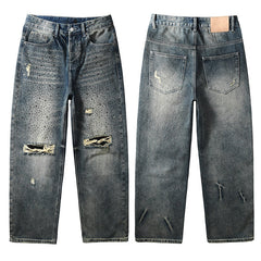 Mens trendy purple jeans 100% cotton Rhinestones #9131