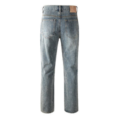 Mens trendy purple jeans 100% cotton Rhinestones #9140