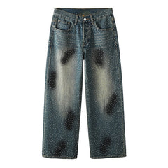 Mens trendy purple jeans 100% cotton Jeans Rhinestones #106