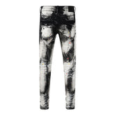 Mens trendy purple jeans 100% cotton High Street Distressed