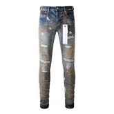 Mens trendy purple jeans 100% cotton Pure Cotton High Street Trend