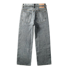 Mens trendy purple jeans 100% cotton Jeans Rhinestones #9129