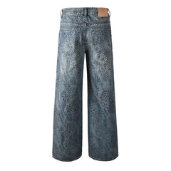 Mens trendy purple jeans 100% cotton Jeans Rhinestones #100