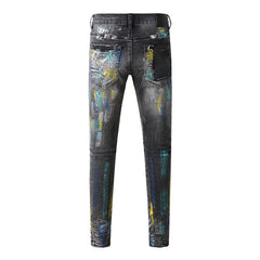 Mens trendy purple jeans 100% cotton Pure Cotton High Street Trend