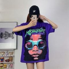 Hellstar T Shirt Creative Cartoon Portrait Printing High-quality pure cotton high-street clothing