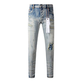 Mens trendy purple jeans 100% cotton Pure Cotton High Street Trend
