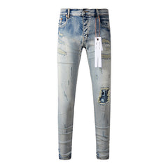Mens trendy purple jeans 100% cotton Pure Cotton High Street Trend