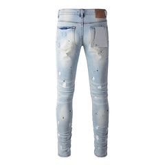 Mens trendy purple jeans 100% cotton Pure Cotton High Street Trend