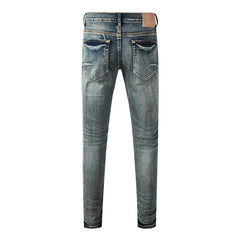 Mens trendy purple jeans 100% cotton High Street Distressed