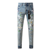 Mens trendy purple jeans 100% cotton Pure Cotton High Street Trend