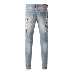 Mens trendy purple jeans 100% cotton Pure Cotton High Street Trend