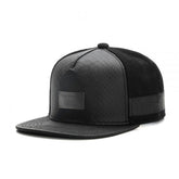Trendy flat brimmed snapback hatsleather iron logo